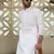 White cotton chikankari embroidered straight kurta with pyjama