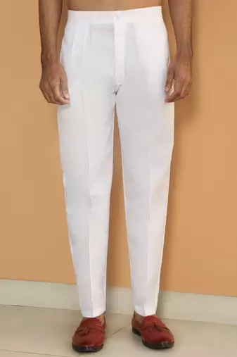 Cotton silk embroidered paisley black kurta with cotton trouser pant