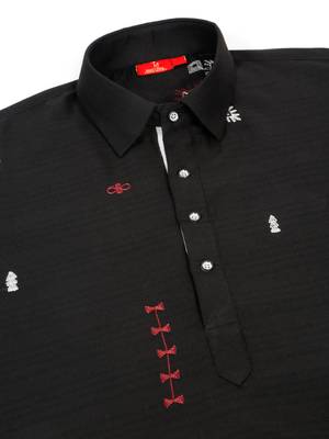 Black embroidered linen pathani and salwar 6