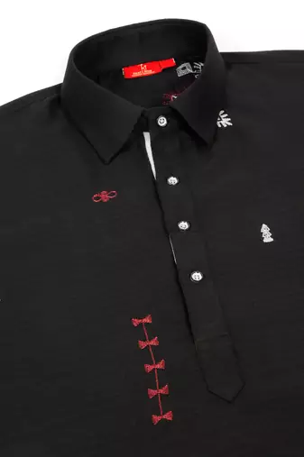 Black embroidered linen pathani and salwar