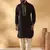 Cotton silk sequined embroidered yoke design black kurta with beige patiala salwar