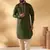 Cotton silk sequined embroidered yoke design olive green kurta with beige patiala salwar