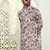 Leaf printed purple mandarin collor cotton summer kurta with pyjama