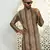 Striped beige mandarin collor cotton summner kurta with pyjama