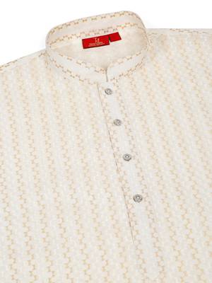 Cotton embroidered cream pathani kurta and salwar 5