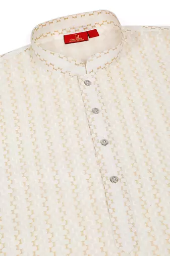 Cotton embroidered cream pathani kurta and salwar