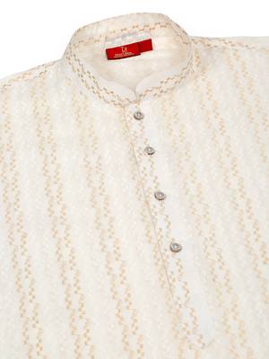 Cotton embroidered cream pathani kurta and salwar 5