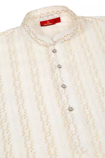 Cotton embroidered cream pathani kurta and salwar