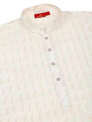 Cotton embroidered cream pathani kurta and salwar 5