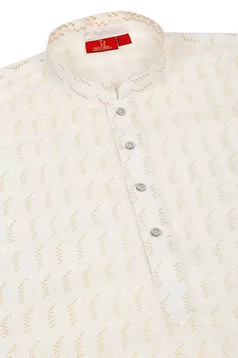 Cotton embroidered cream pathani kurta and salwar