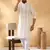 Cotton embroidered cream pathani kurta and salwar