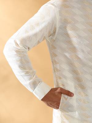 Cotton embroidered cream pathani kurta and salwar 4
