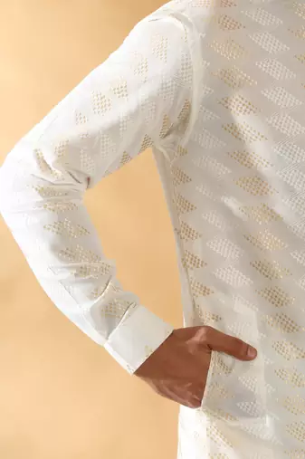 Cotton embroidered cream pathani kurta and salwar