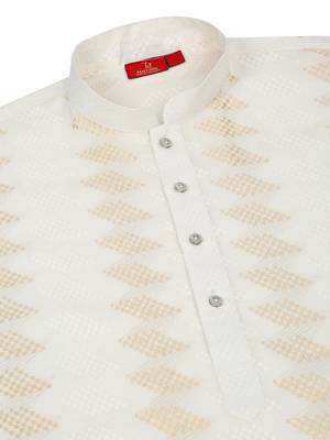 Cotton embroidered cream pathani kurta and salwar 6
