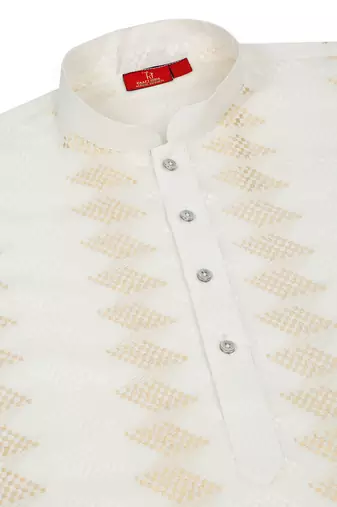 Cotton embroidered cream pathani kurta and salwar