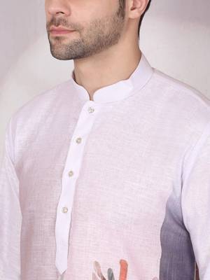 Floral printed mauve mandarin collor cotton kurta with pyjama 2