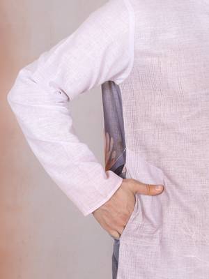 Floral printed mauve mandarin collor cotton kurta with pyjama 3