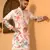 Animal printed beige mandarin collor cotton summer kurta with pyjama