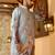 Animal printed blue mandarin collor cotton summer kurta with pyjama