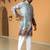 Animal printed blue mandarin collor cotton summer kurta with pyjama