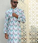 ethnic motifs embroidered chikankari cotton multi colored kurta with pyjama