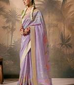 Lavender Silk Weaving Work With Tussles Designer Saree