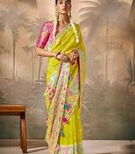 Lemon Silk Weaving Work With Tussles Designer Saree