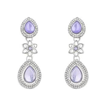 silver plated traditional stone & beads tear drop earrings for women  4