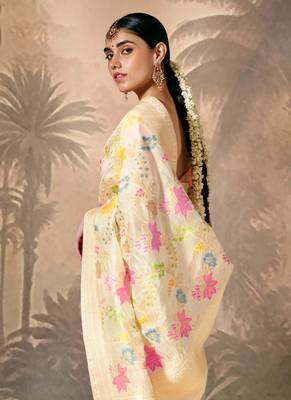 Off White Silk Weaving Work With Tussles Designer Saree 2
