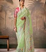 Light Green Silk Weaving Work With Tussles Designer Saree