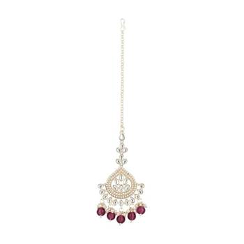 traditional kundan & pearl head piece designer jewelry hair accessory maang tikka for women  5