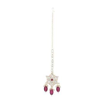 traditional kundan & pearl head piece designer jewelry hair accessory maang tikka for women  5
