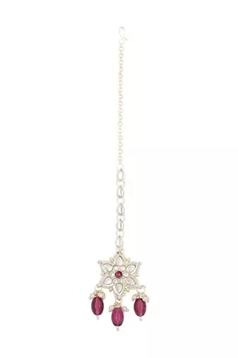 traditional kundan & pearl head piece designer jewelry hair accessory maang tikka for women 