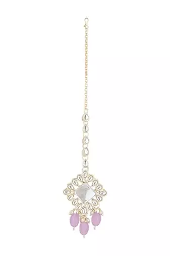 traditional kundan & pearl head piece designer jewelry hair accessory maang tikka for women 