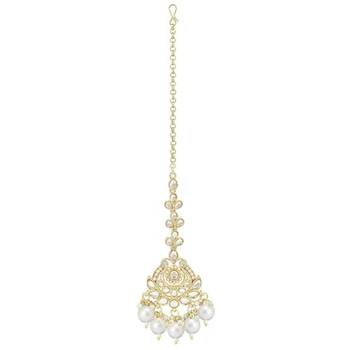 traditional kundan pearl maang tikka for women and girls  5