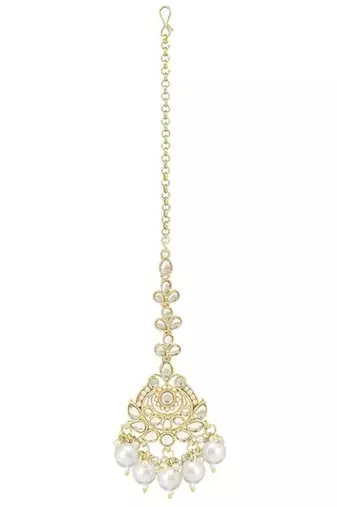 traditional kundan pearl maang tikka for women and girls 