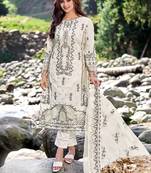 White handwork embroidery cotton straight pant - free size stitched( size upto 42")