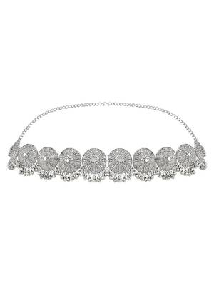 ethnic silver oxidised traditional embellished with ghungroo adjustable boho waist chain/kamarband 4