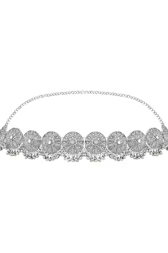 ethnic silver oxidised traditional embellished with ghungroo adjustable boho waist chain/kamarband