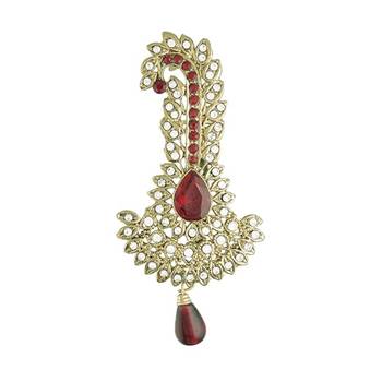 Traditional Stone Pearl Drop Safa Kalangi Brooch for Groom/Men/Dulha Pagadi 3