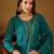 Women teal viscose rayon ethnic motifs printed straight kurta palazzos with dupatta