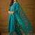 Women teal viscose rayon ethnic motifs printed straight kurta palazzos with dupatta