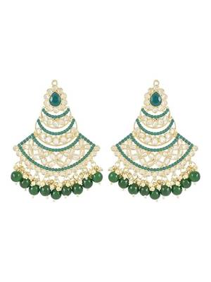 Traditional Handcrafted Pearl Kundan Beaded Chandbali Earrings for Women/Girls  5