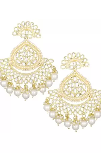 Traditional Handcrafted Kundan Earrings Adorned with Pearls for Women and Girls 