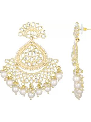 Traditional Handcrafted Kundan Earrings Adorned with Pearls for Women and Girls  3