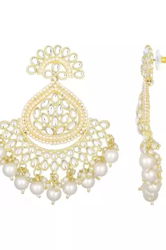 Traditional Handcrafted Kundan Earrings Adorned with Pearls for Women and Girls 