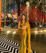 Green space art silk saree with moti lace border & unstitched blouse