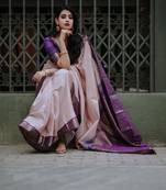 Pink Banarasi soft silk blend Saree With Blouse piece