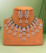 Green color american diamond necklaces set