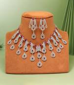 Ruby color american diamond necklaces set